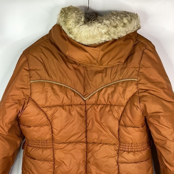 Vintage Double K Brand Western Brown Hooded Puffer Jacket Talon Size 18 (M/L) - Picture 5 of 16